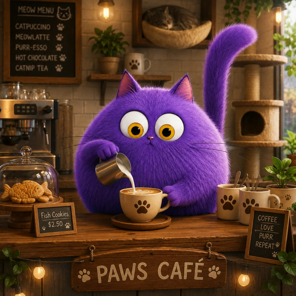 Purple Cate barista