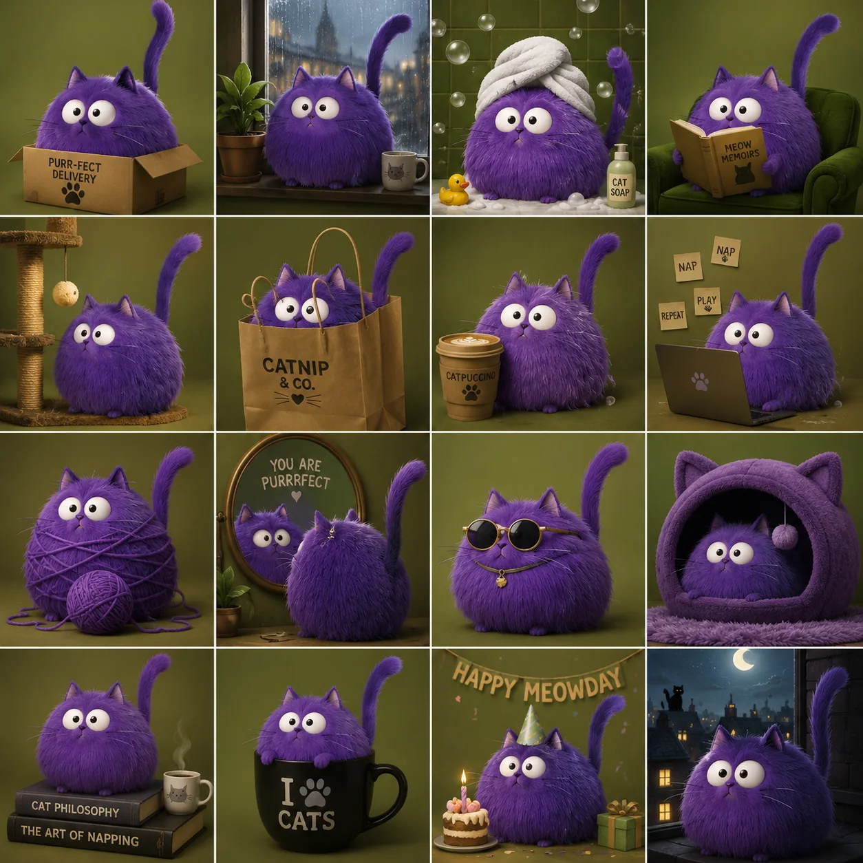 Purple Cate collage one