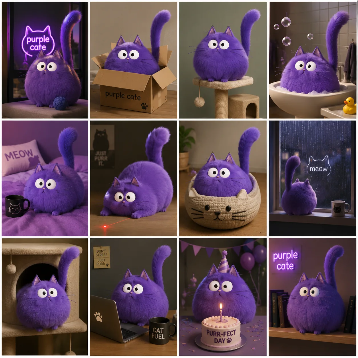 Purple Cate collage two