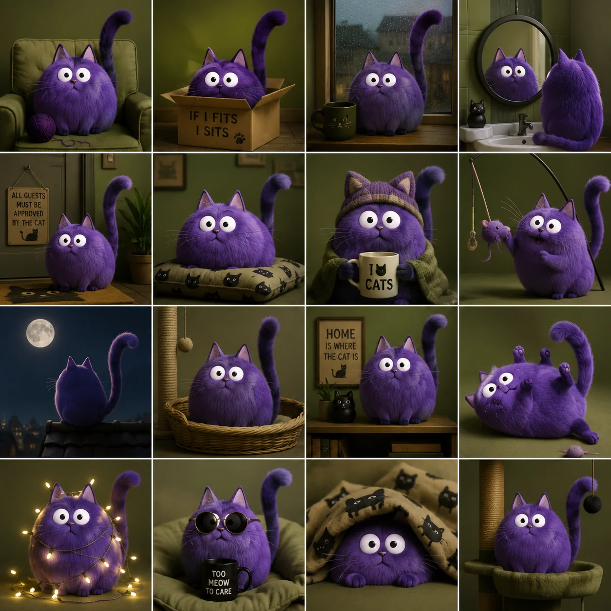 Purple Cate collage three