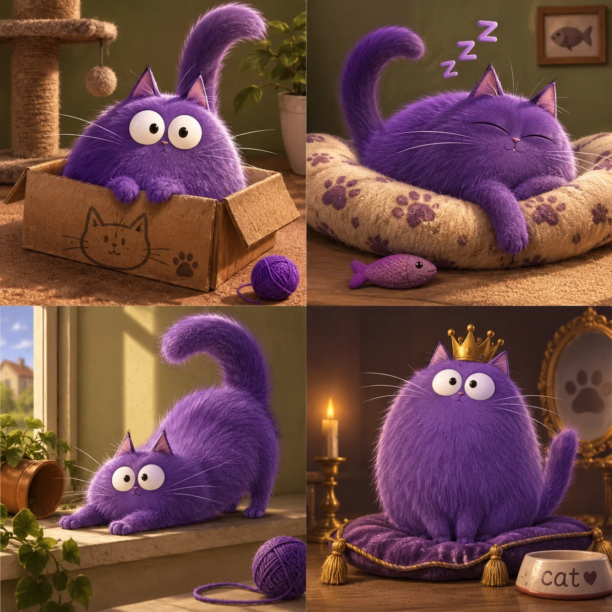 Purple Cate collage four