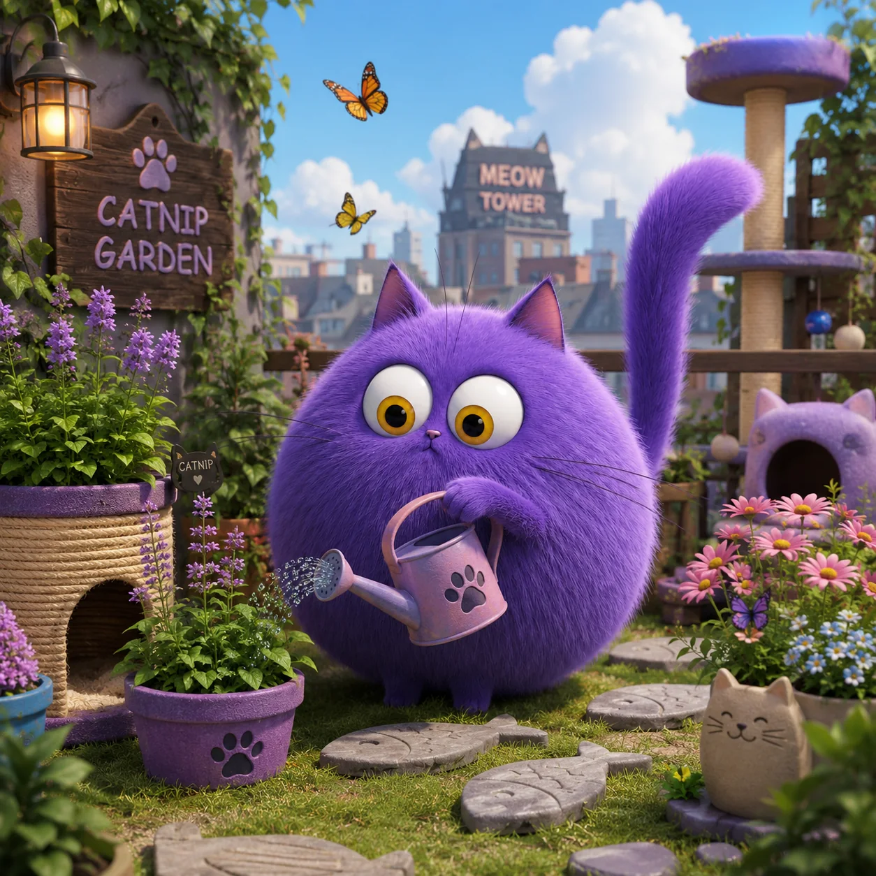 Purple Cate gardening
